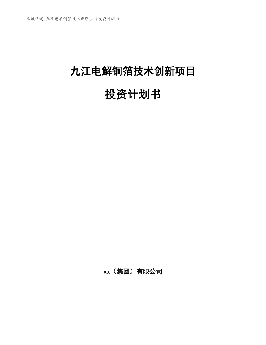 九江电解铜箔技术创新项目投资计划书【范文模板】_第1页