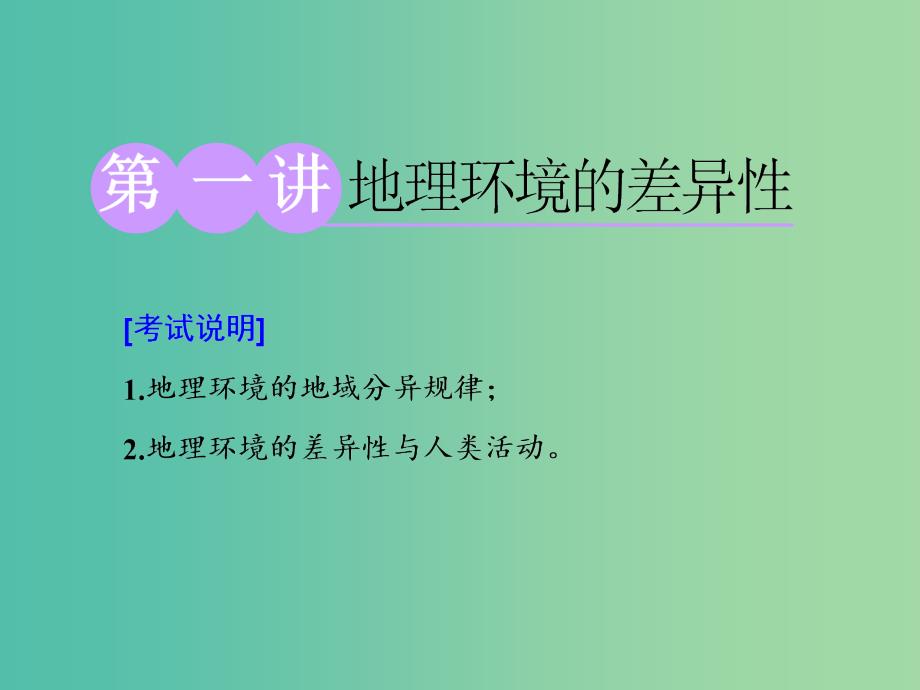 （江苏专用）2020版高考地理一轮复习 第一部分 第三单元 第一讲 地理环境的差异性课件.ppt_第1页