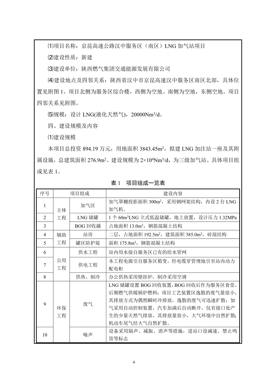 京昆高速公路汉中服务区（南区）LNG加气站项目环境影响报告表.docx_第4页