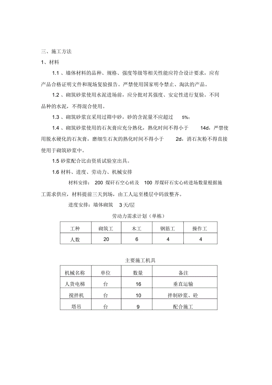 煤矸石空心砖填充墙砌筑施工方案_第4页