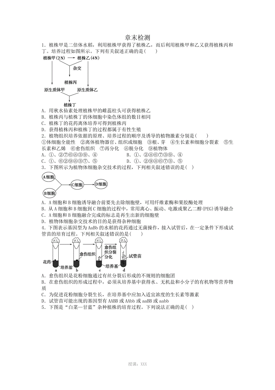 细胞工程章末检测附答案_第1页