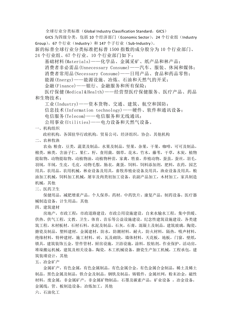 世界行业分类明细_第1页