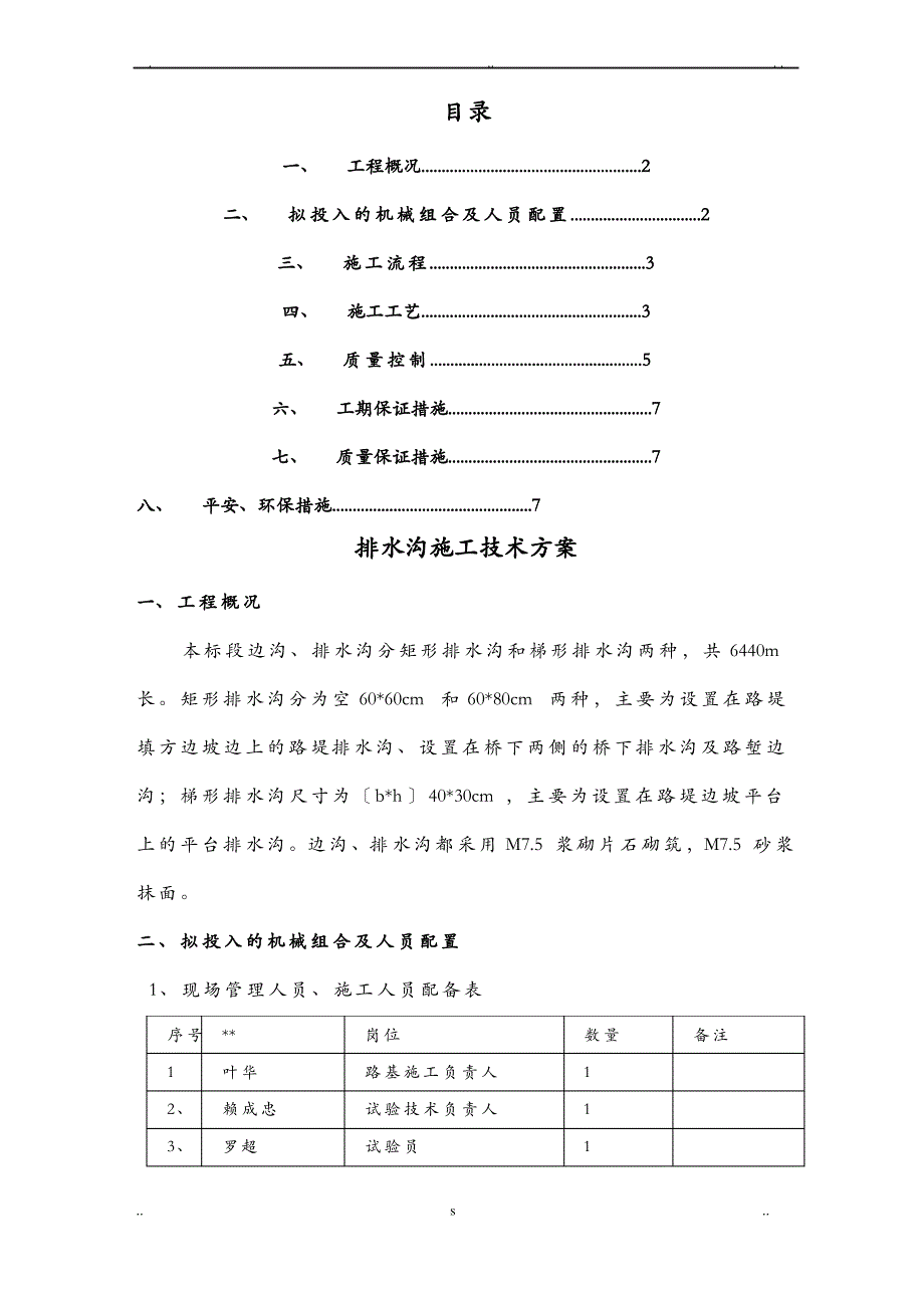 排水沟施工技术方案设计_第1页