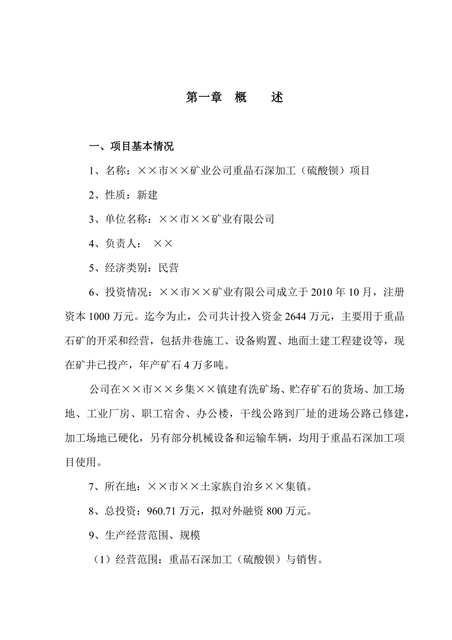 重晶石深加工项目可研报告_第1页