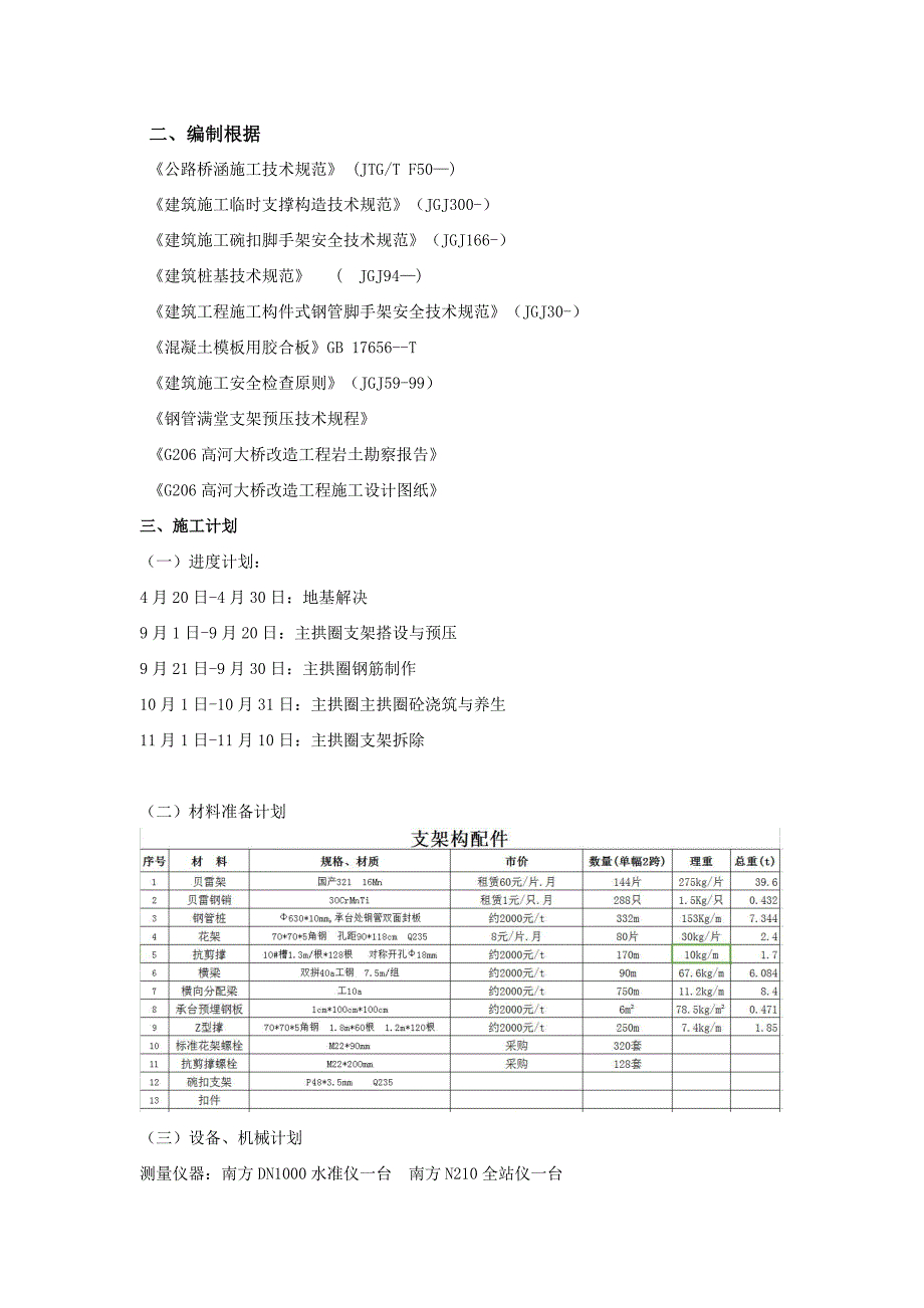 拱桥满堂支架施工方案及参数验算_第3页