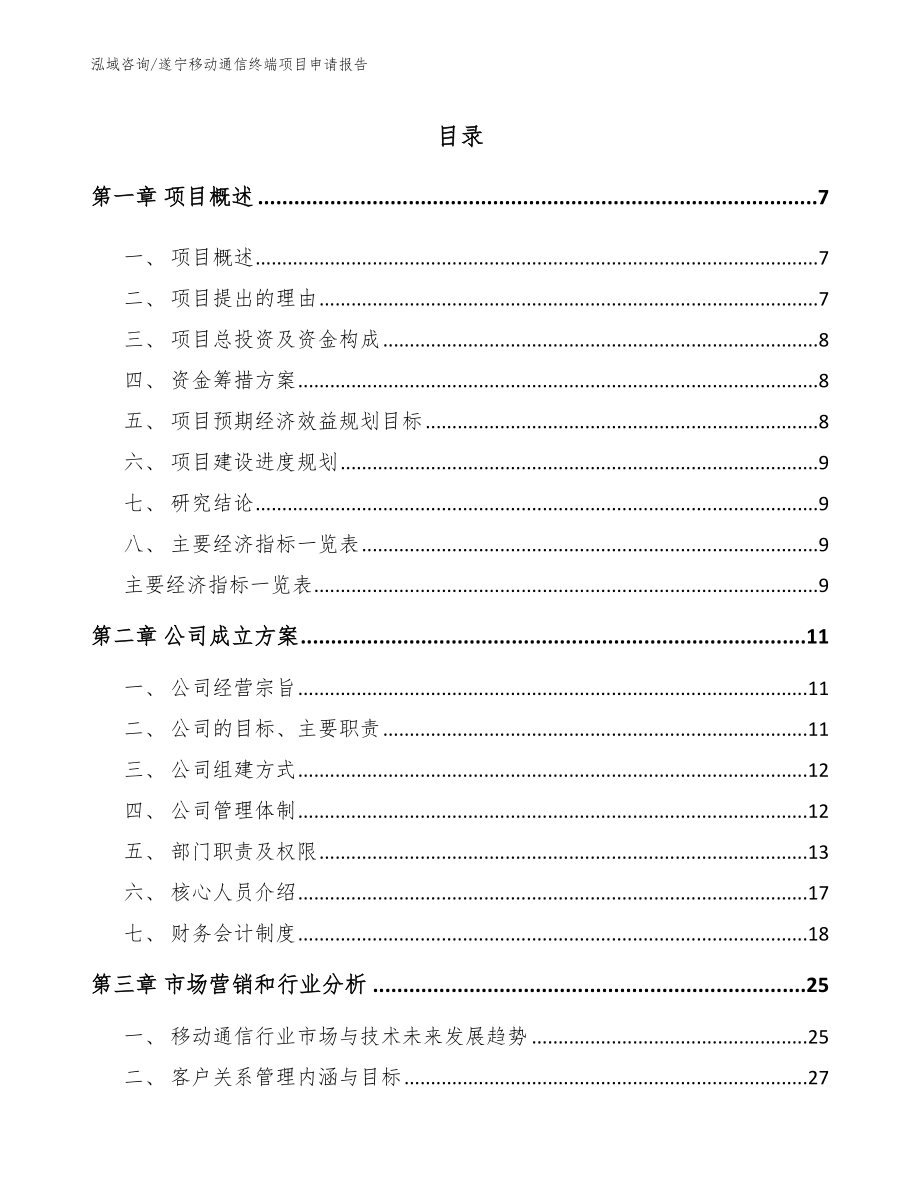 遂宁移动通信终端项目申请报告_第1页