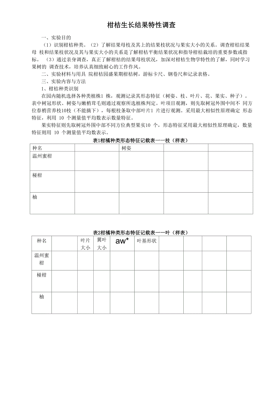 柑桔生长结果特性调查_第1页