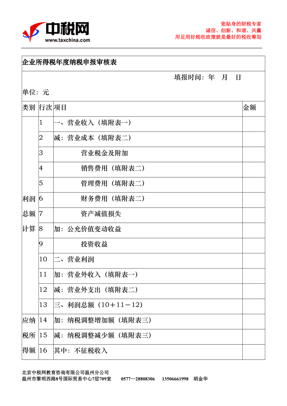 所得税汇算清缴申报表及附表_第1页