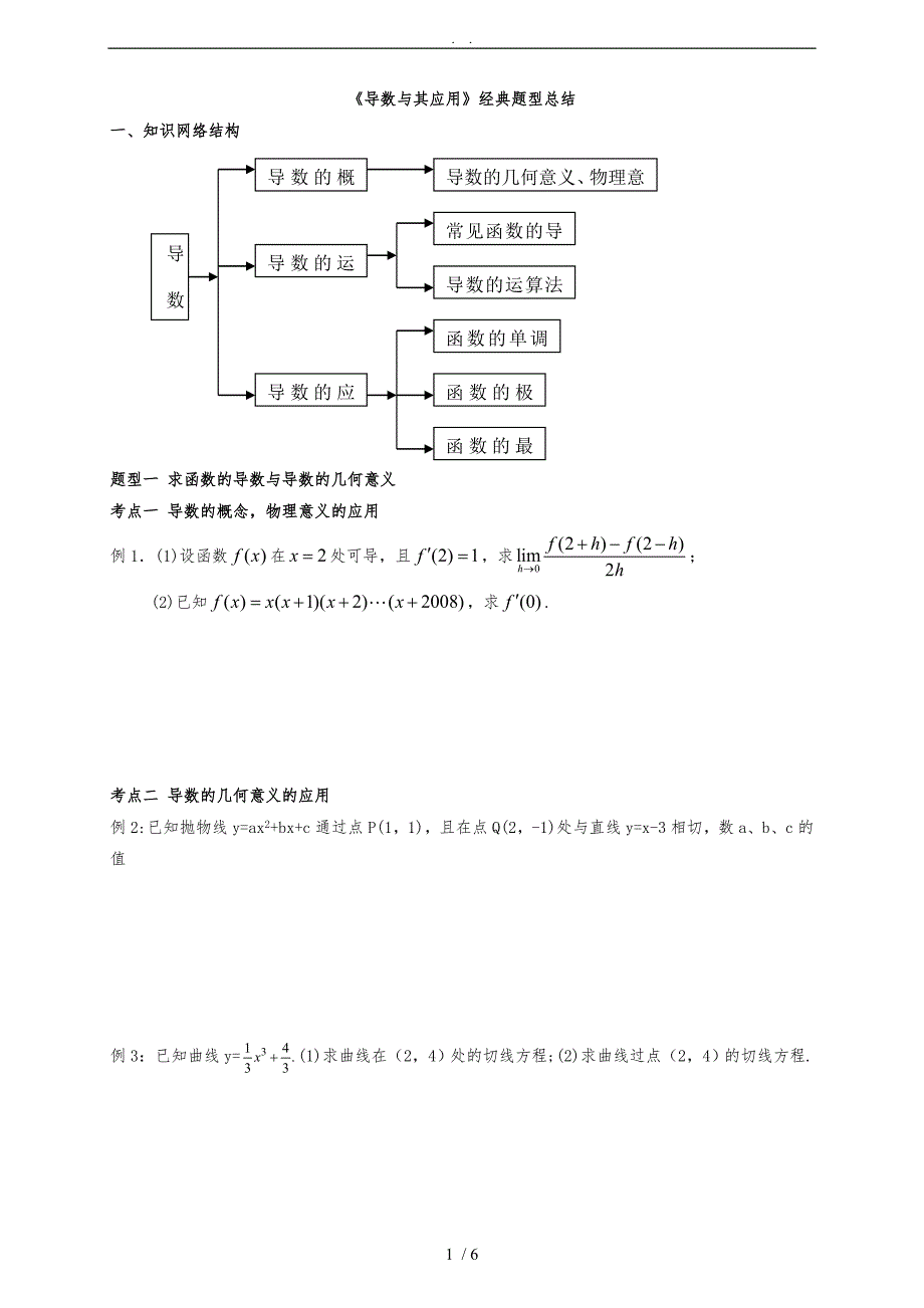 导数及其应用经典题型总结_第1页
