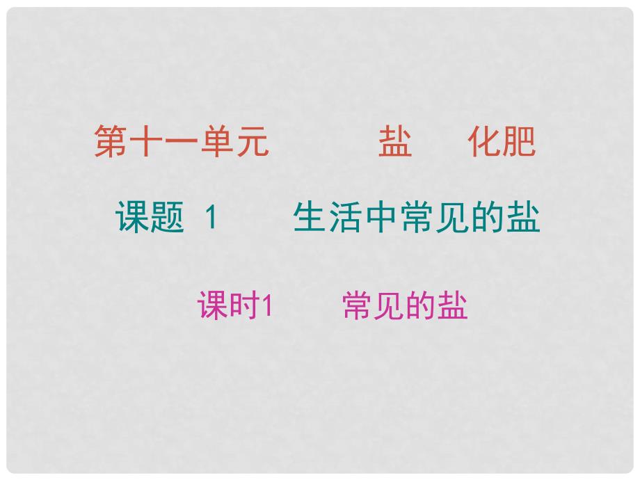 九年级化学下册 第十一单元 盐 化肥 课题1 生活中常见的盐 课时1 常见的盐课件 （新版）新人教版_第1页