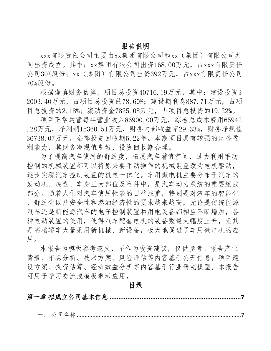 常州关于成立车用微电机公司可行性研究报告(DOC 82页)_第2页