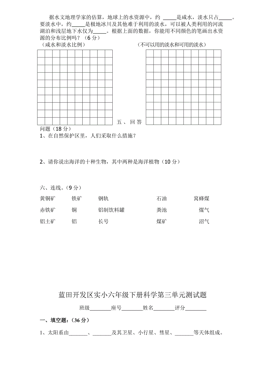 六年级下册科学试卷_第4页