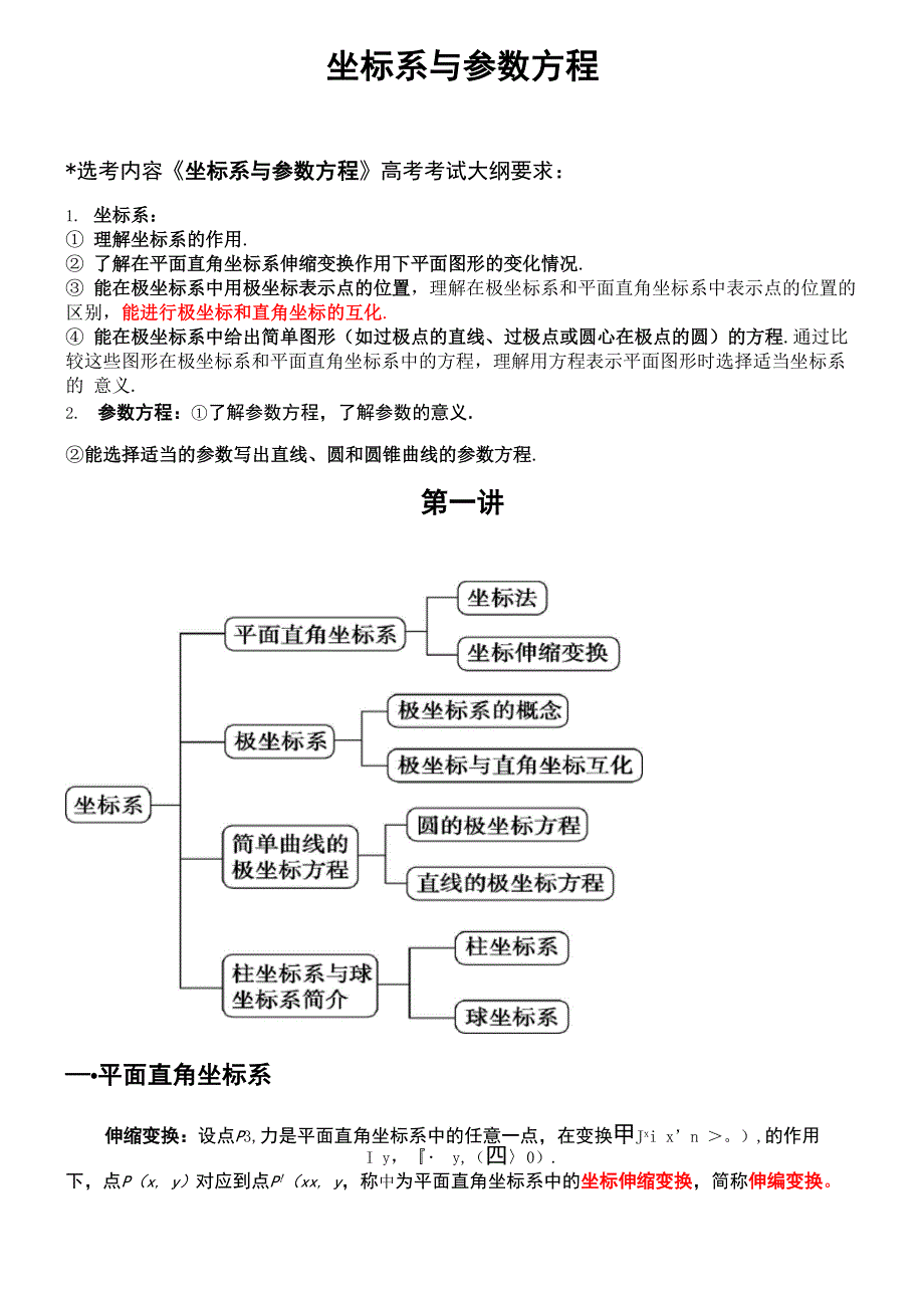 选修4-4 坐标系与参数方程知识点及经典例题_第1页