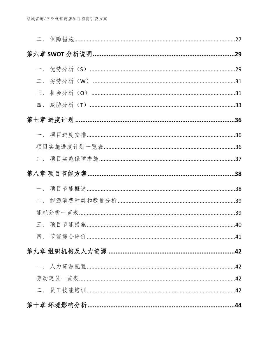 三亚连锁药店项目招商引资方案参考范文_第5页