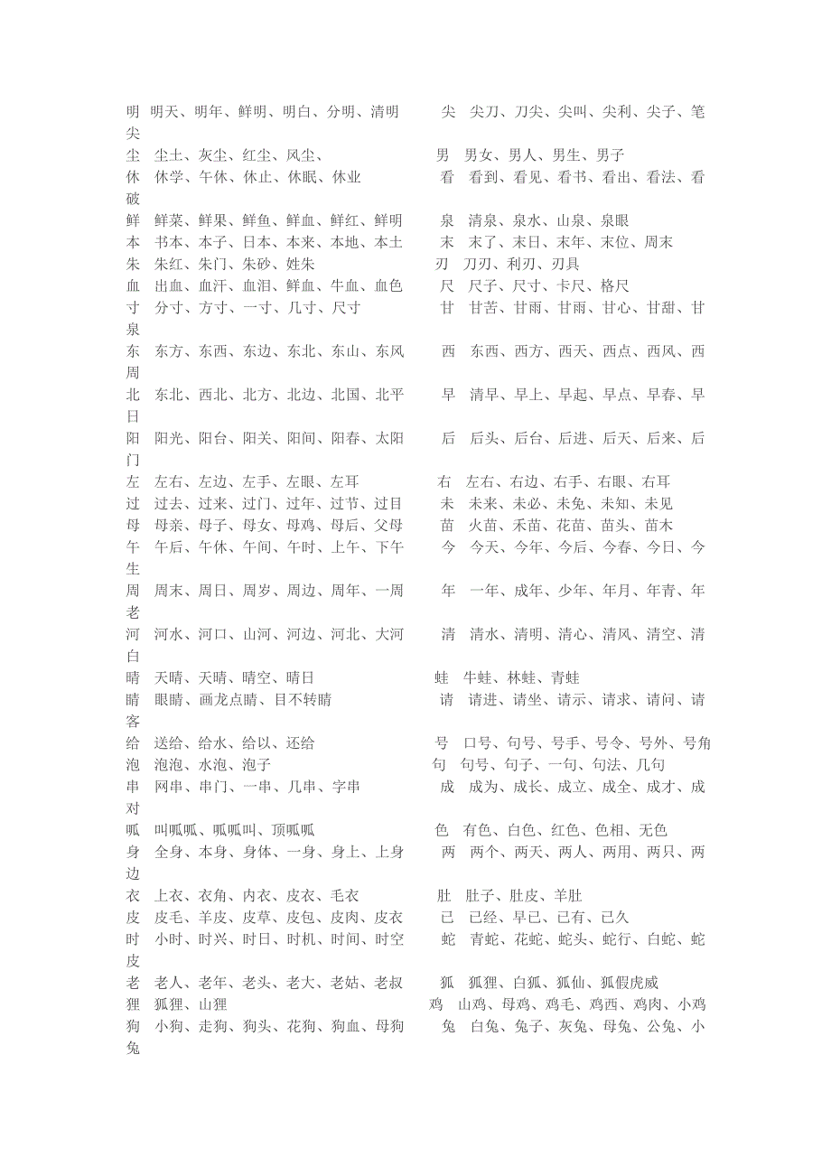 一年级下册生字组词_第1页