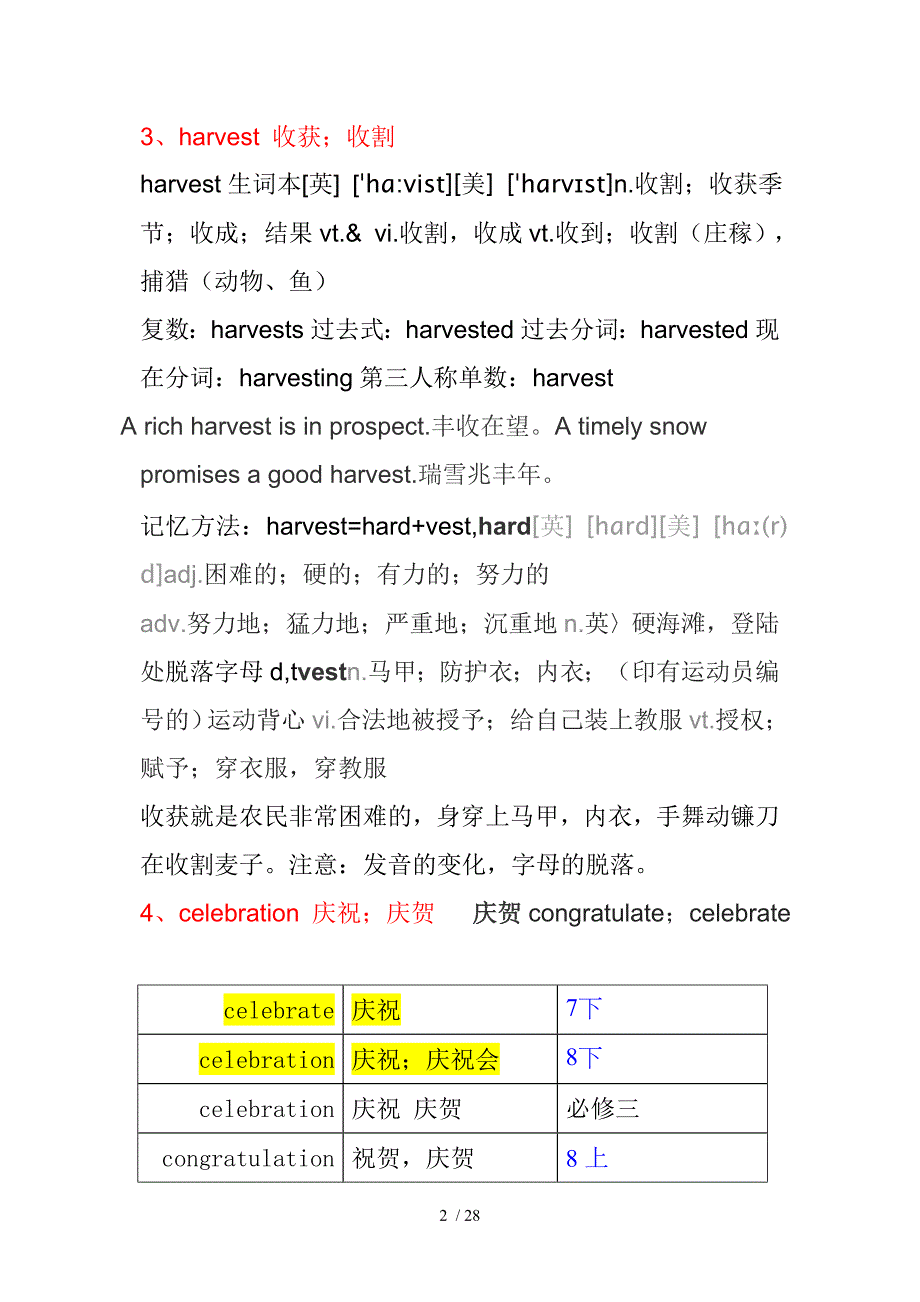 汝阳县陶营乡铁炉营村王喜文高中人教单词速记必修三unit_第2页