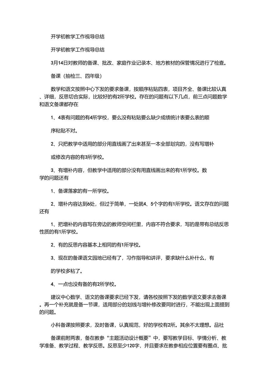 2021年开学初教学工作视导总结_第1页