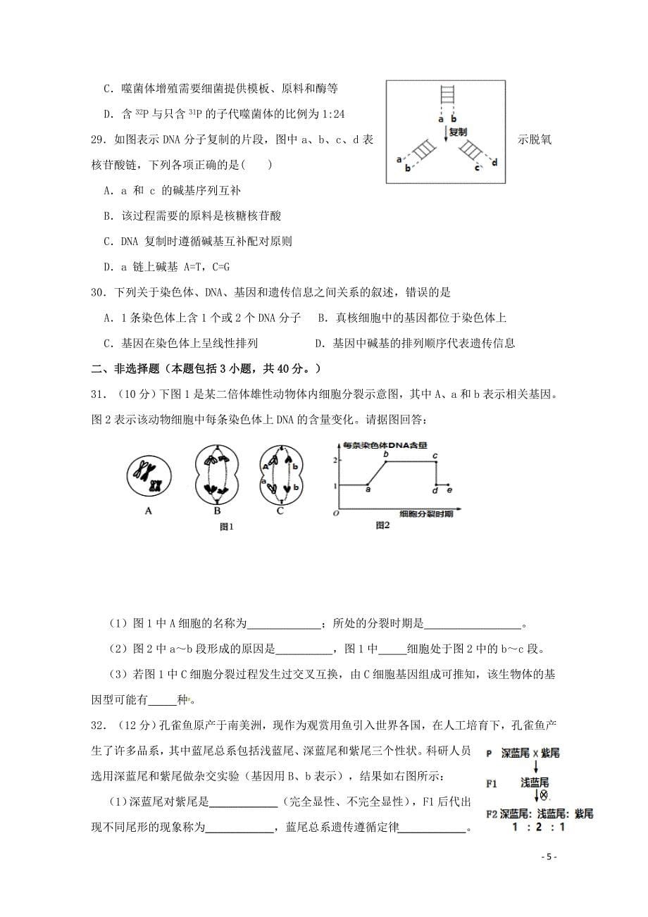 湖南省娄底市高一生物下学期期中试题04300186_第5页