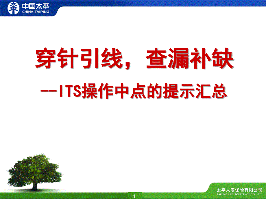 保险公司培训：ITS操作中注意事项提示内训_第1页