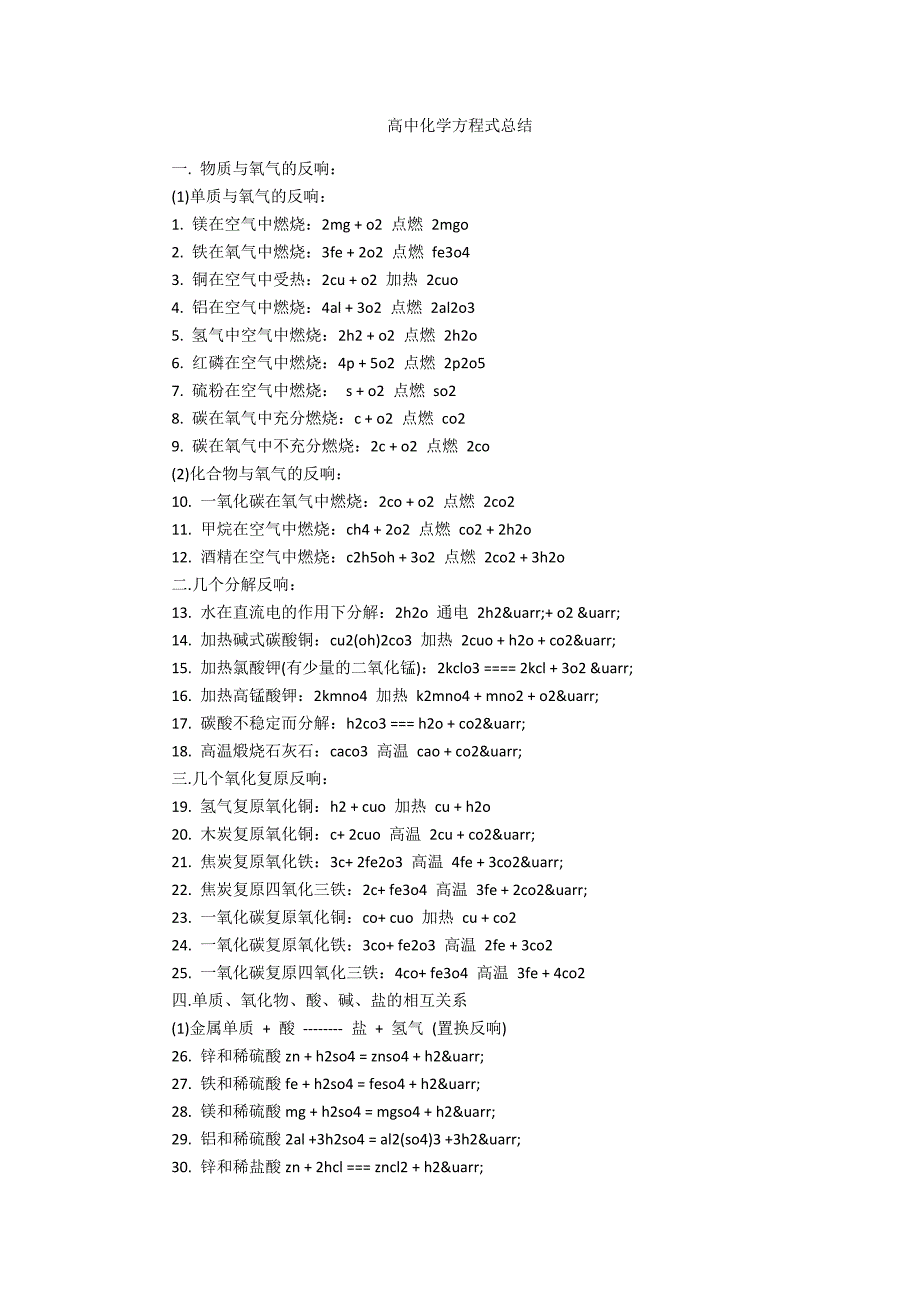 高中化学方程式总结.docx_第1页
