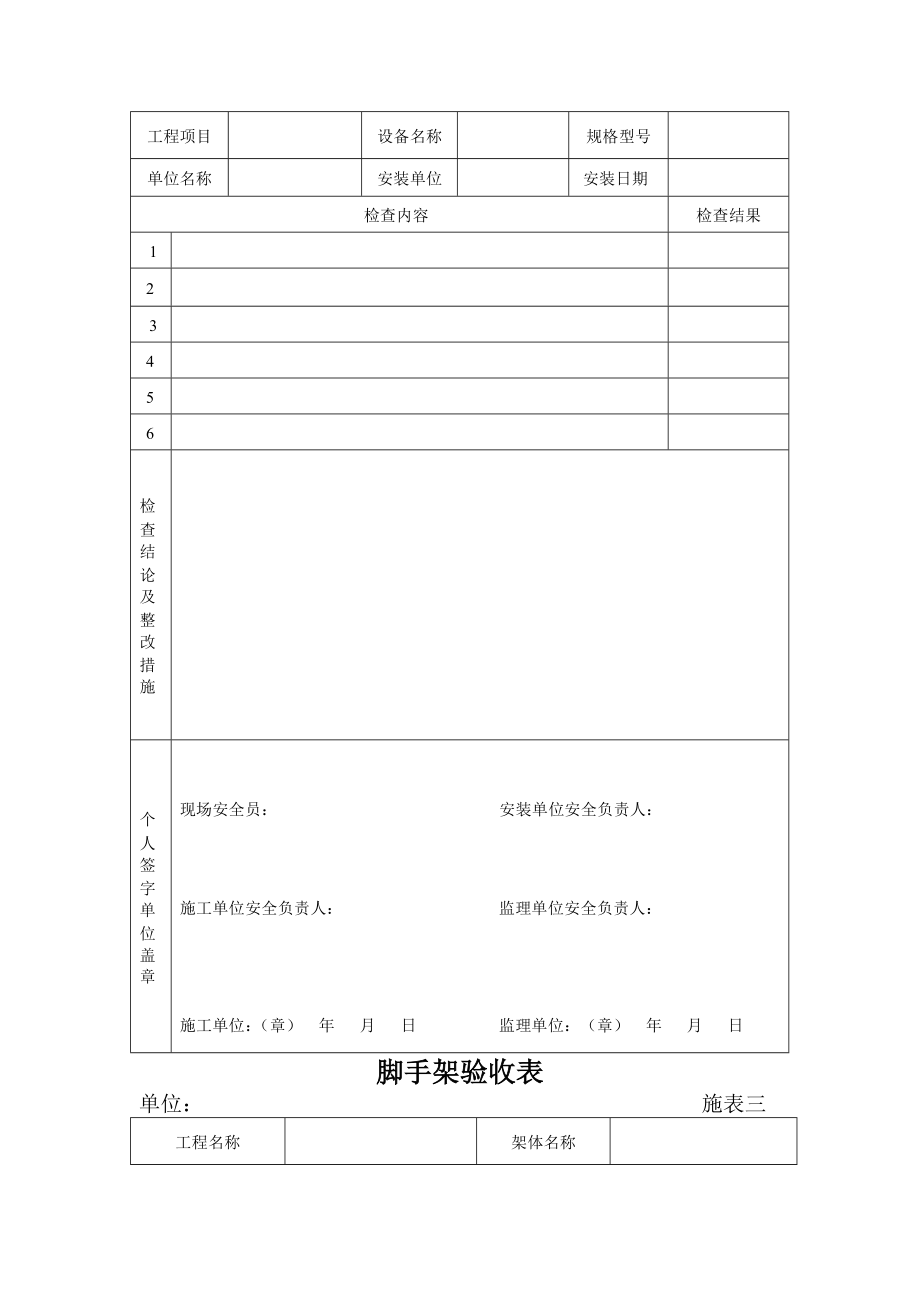 冷库制冷施工安全标准化管理台帐表格_第2页