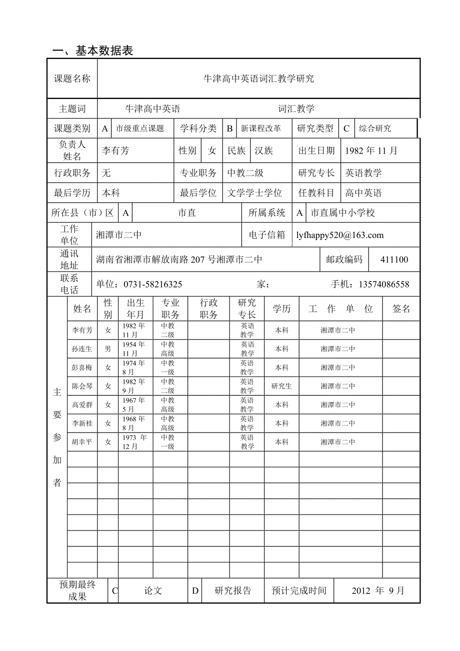 高中英语立项申请评审书_第4页