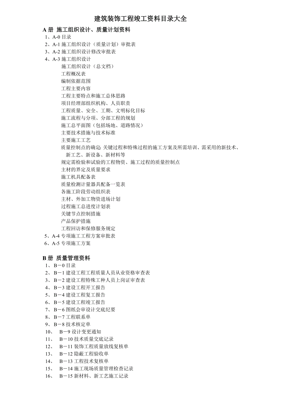 建筑装饰工程竣工资料目录大全_第1页