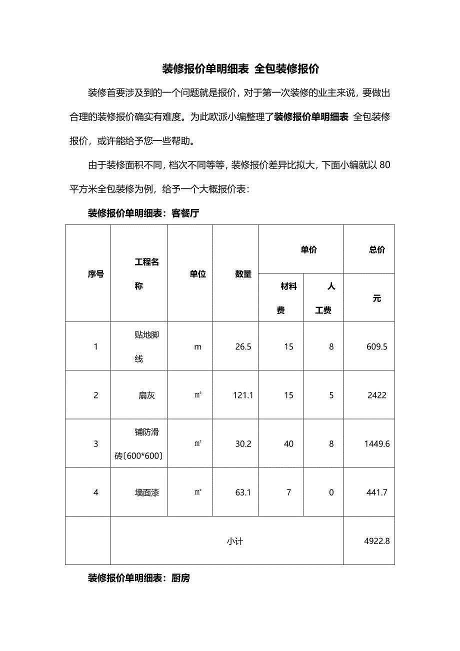 装修报价单明细表-全包装修报价_第1页