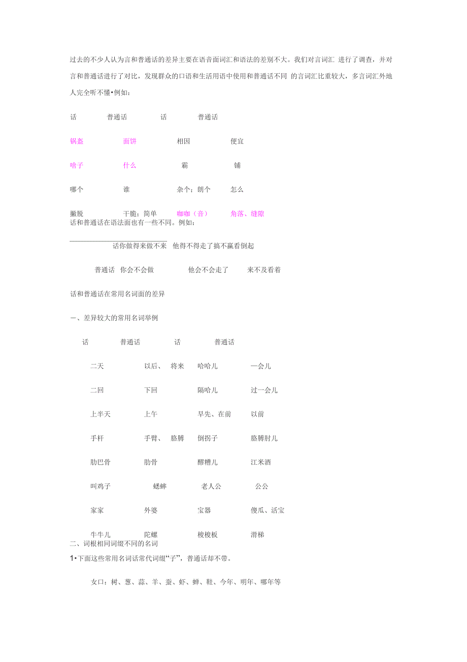 四川话与普通话的各种区别_第1页