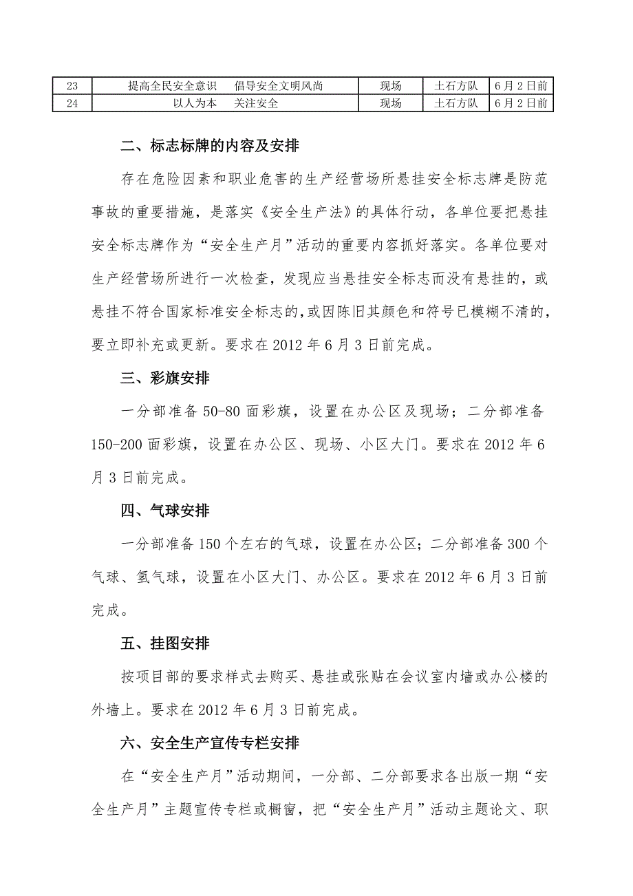 2012年全国“安全生产月”活动的宣传标语、标志标牌、彩旗、挂图、宣传专栏等内容及安排.doc_第2页