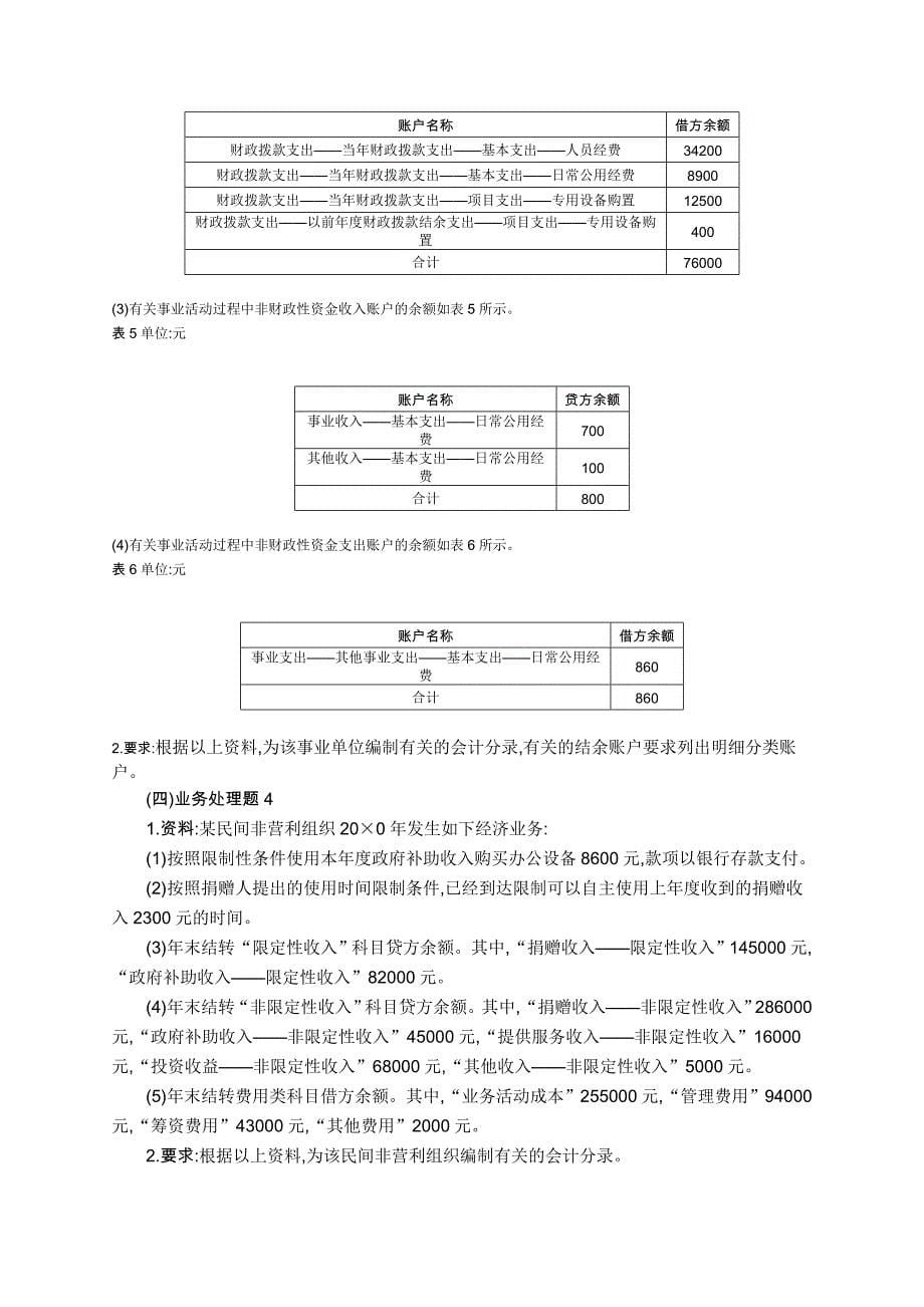 政府与非营利组织会计模拟考试题及答案_第5页