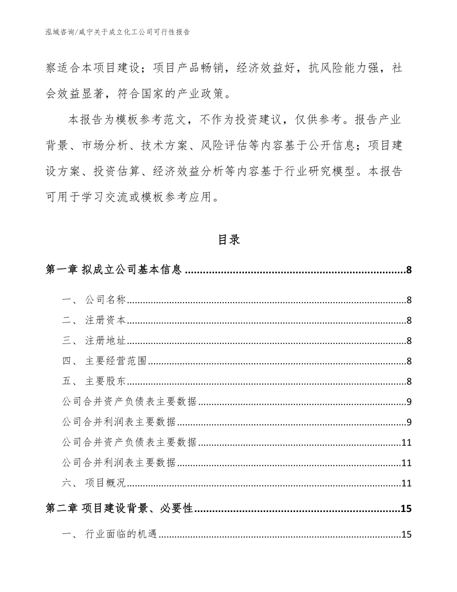 咸宁关于成立化工公司可行性报告_模板_第3页
