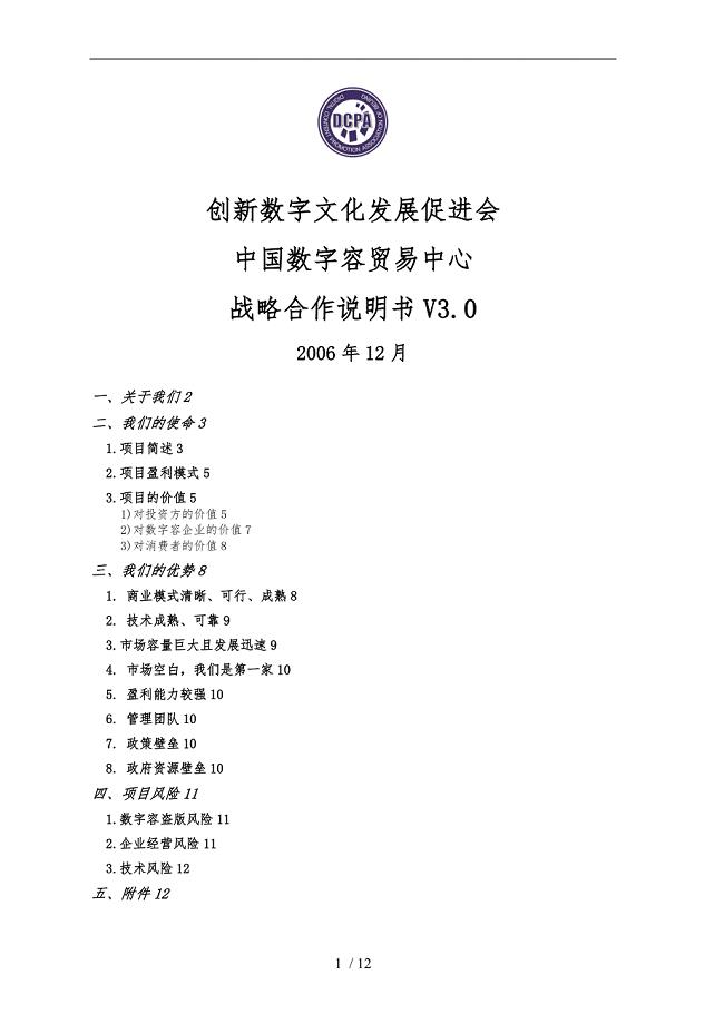 创新数字文化发展促进会战略说明书