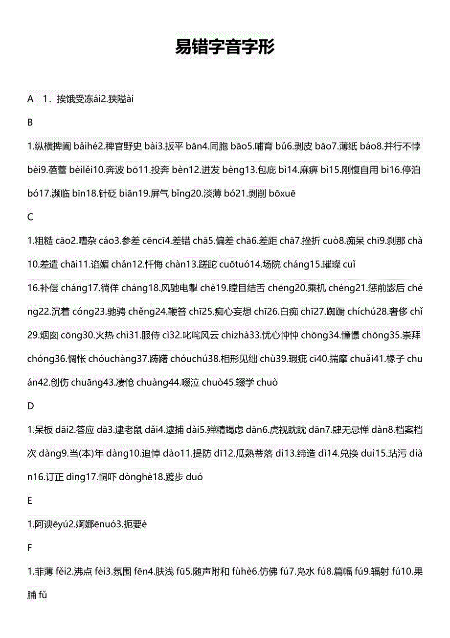 初中语文易错字音字形_第1页