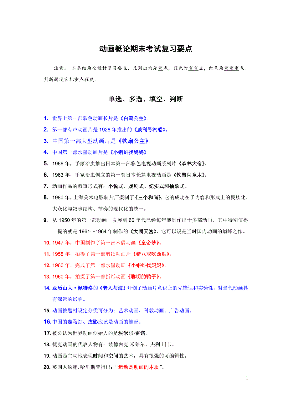 《动画概论》期末考试复习题2011.doc_第1页