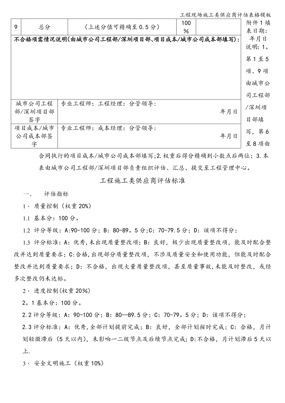 工程现场施工类供应商评估表格模板.doc_第2页