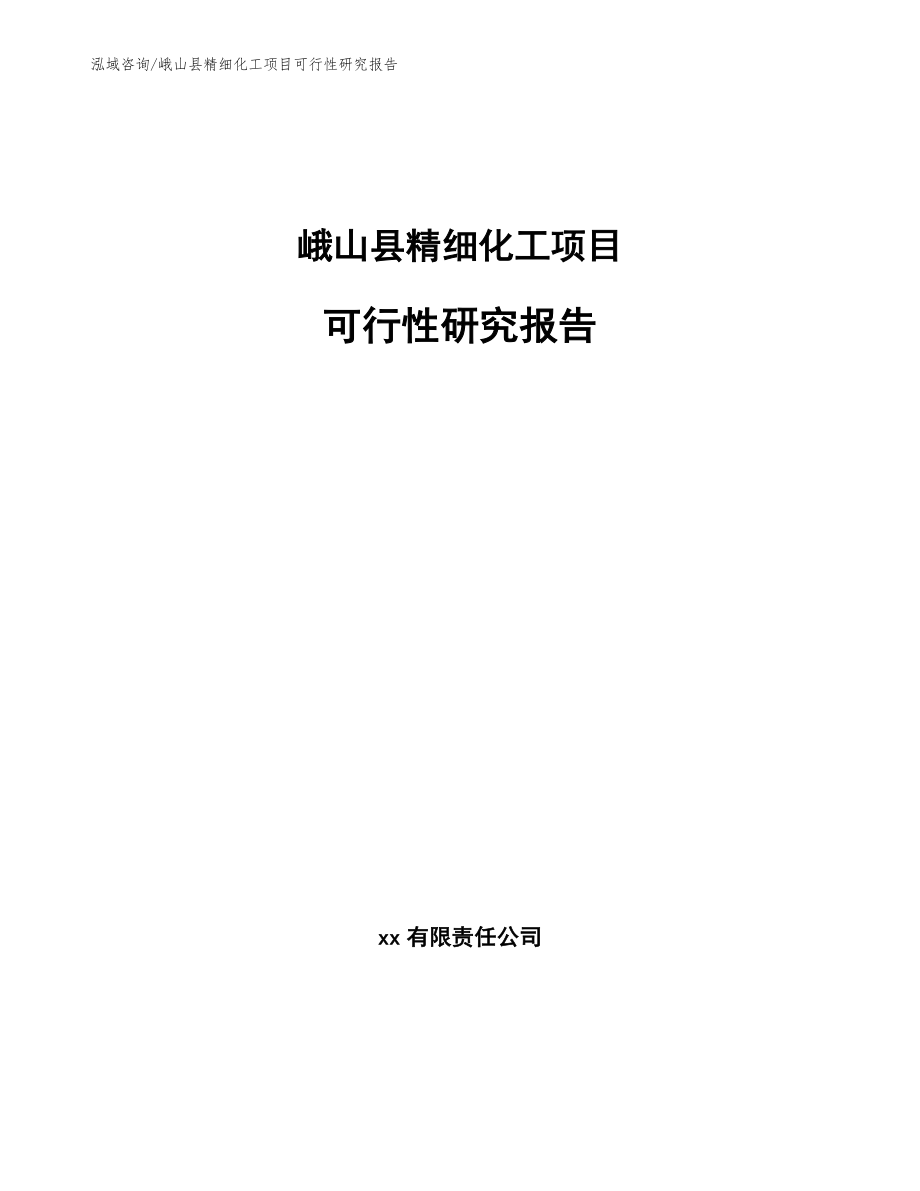 峨山县精细化工项目可行性研究报告【范文】