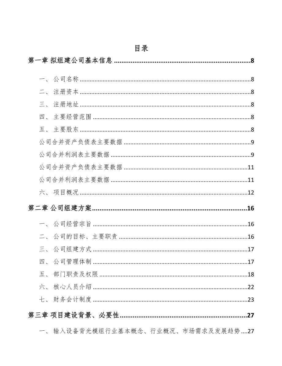 昆明关于成立导光结构件公司可行性研究报告(DOC 79页)_第2页