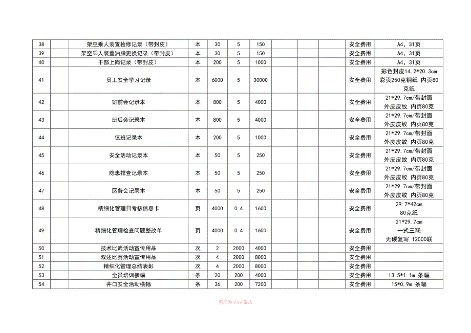 郭屯煤矿印刷制品计划表_第4页