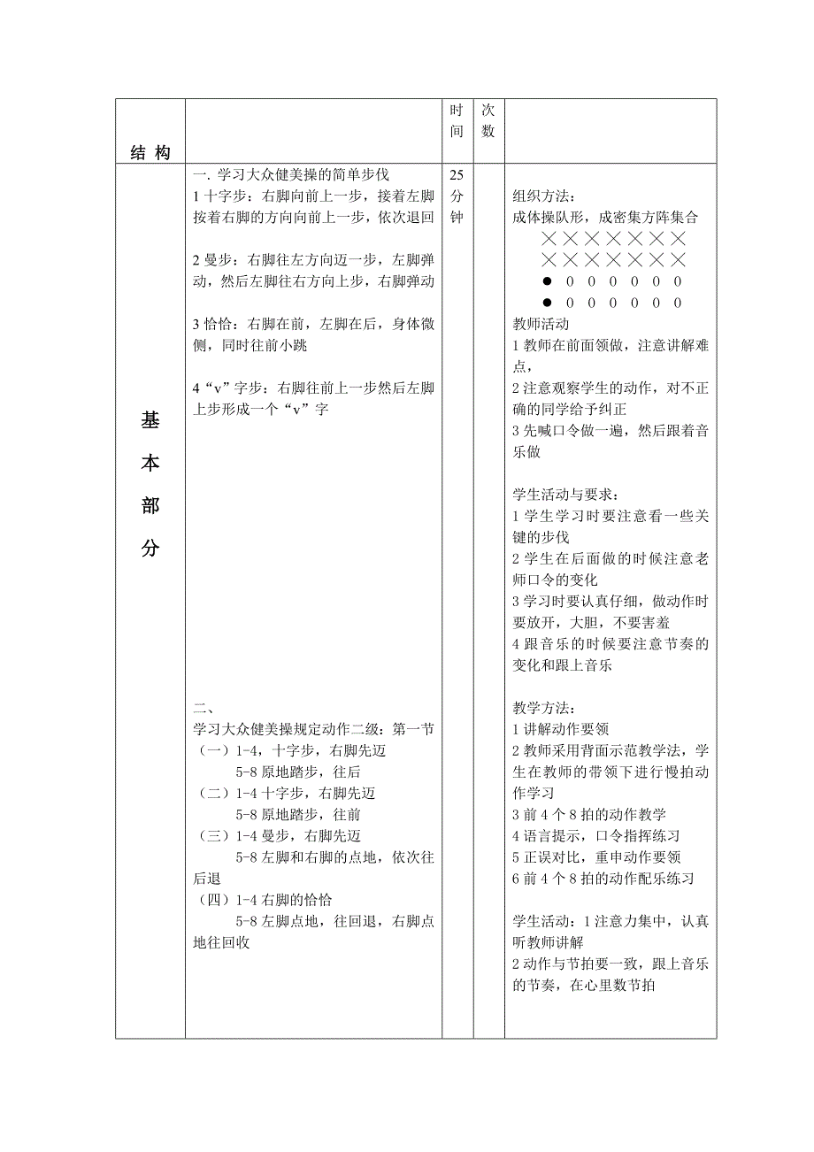 健美操单元教学计划和教案_第3页