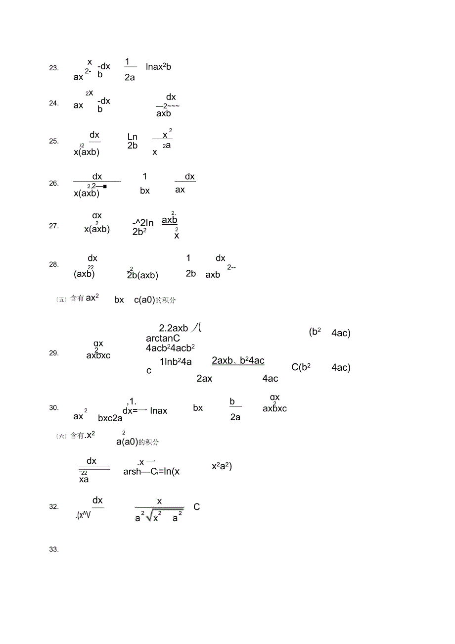 高等数学常用积分公式查询表_第4页