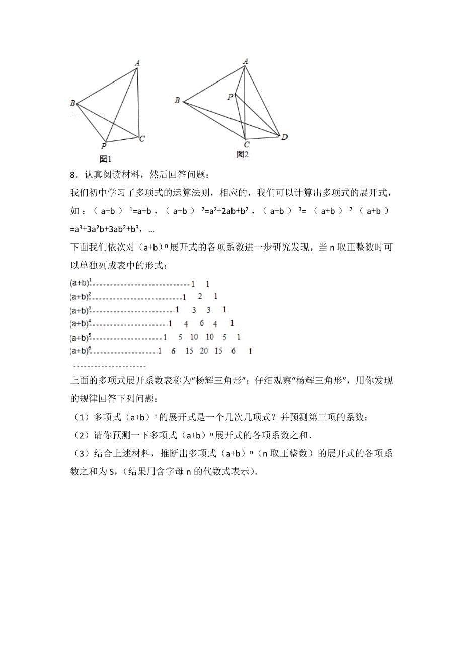 北师大版七年级下册数学培优压轴题_第5页