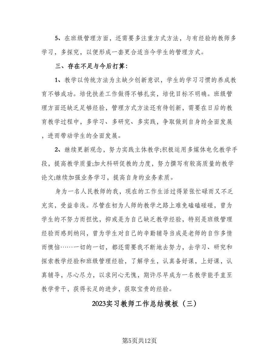 2023实习教师工作总结模板（六篇）.doc_第5页