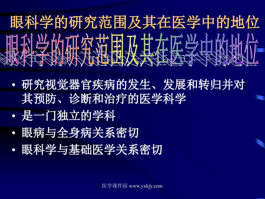 眼科学的研究范围及其在医学中的地位_第1页