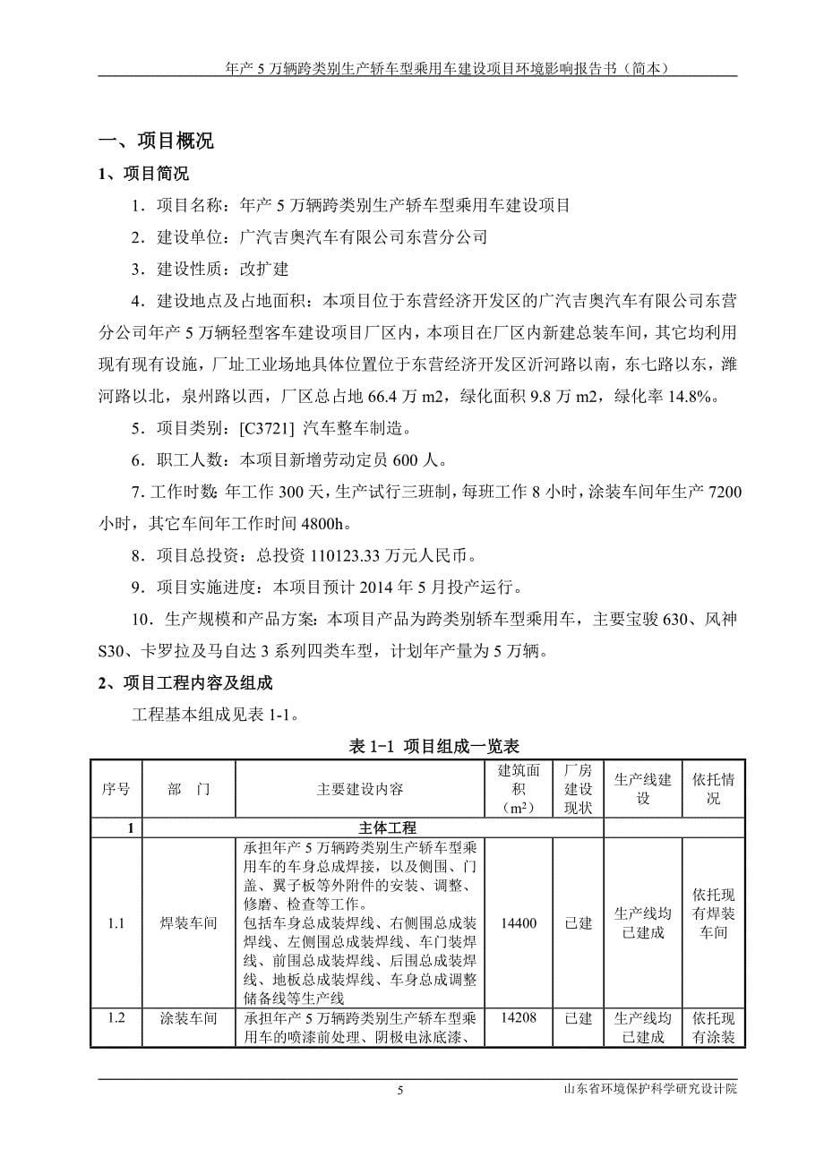 广汽吉奥汽车有限公司东营分公司年产5万辆跨类别生产轿车型乘用车建设项目环境影响评价报告书_第5页