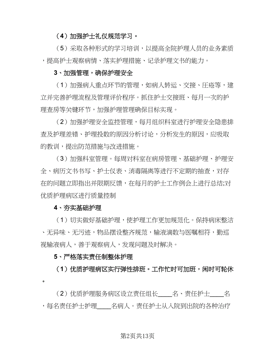 有关描写优质护理工作计划范文（5篇）.doc_第2页