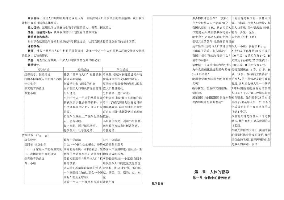 新课标人教版七年级生物下册全册教案（教育精品）_第5页