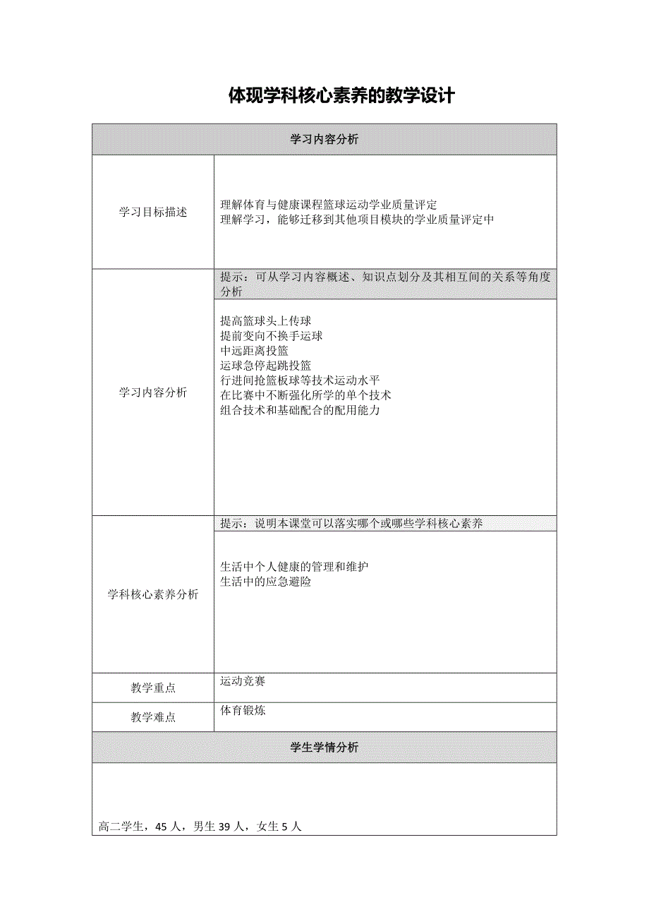 【篮球黄亚莉】体现学科核心素养的教学设计_第1页