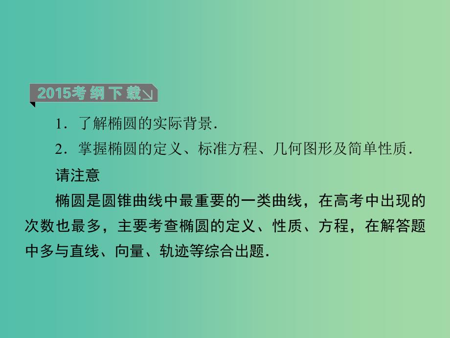 高考数学一轮复习 第九章 第5课时 椭圆（一）理 课件.ppt_第3页