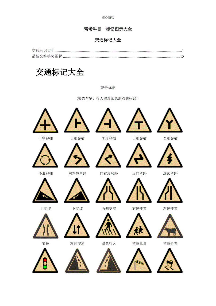 驾考科目一标志图示大全要点 (2)_第1页